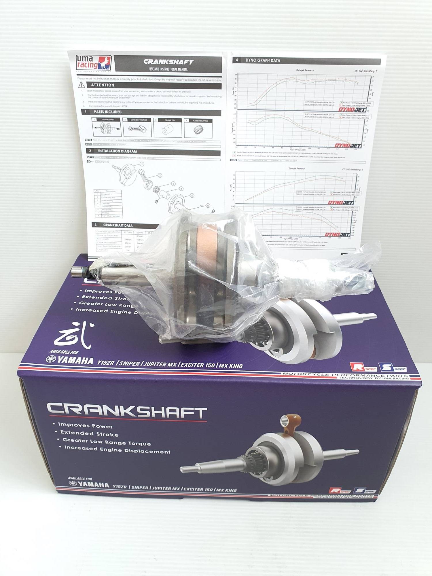 CRANKSHAFT ASSY Y15ZR (JACKUP +3.3MM)(UMA RACING)
