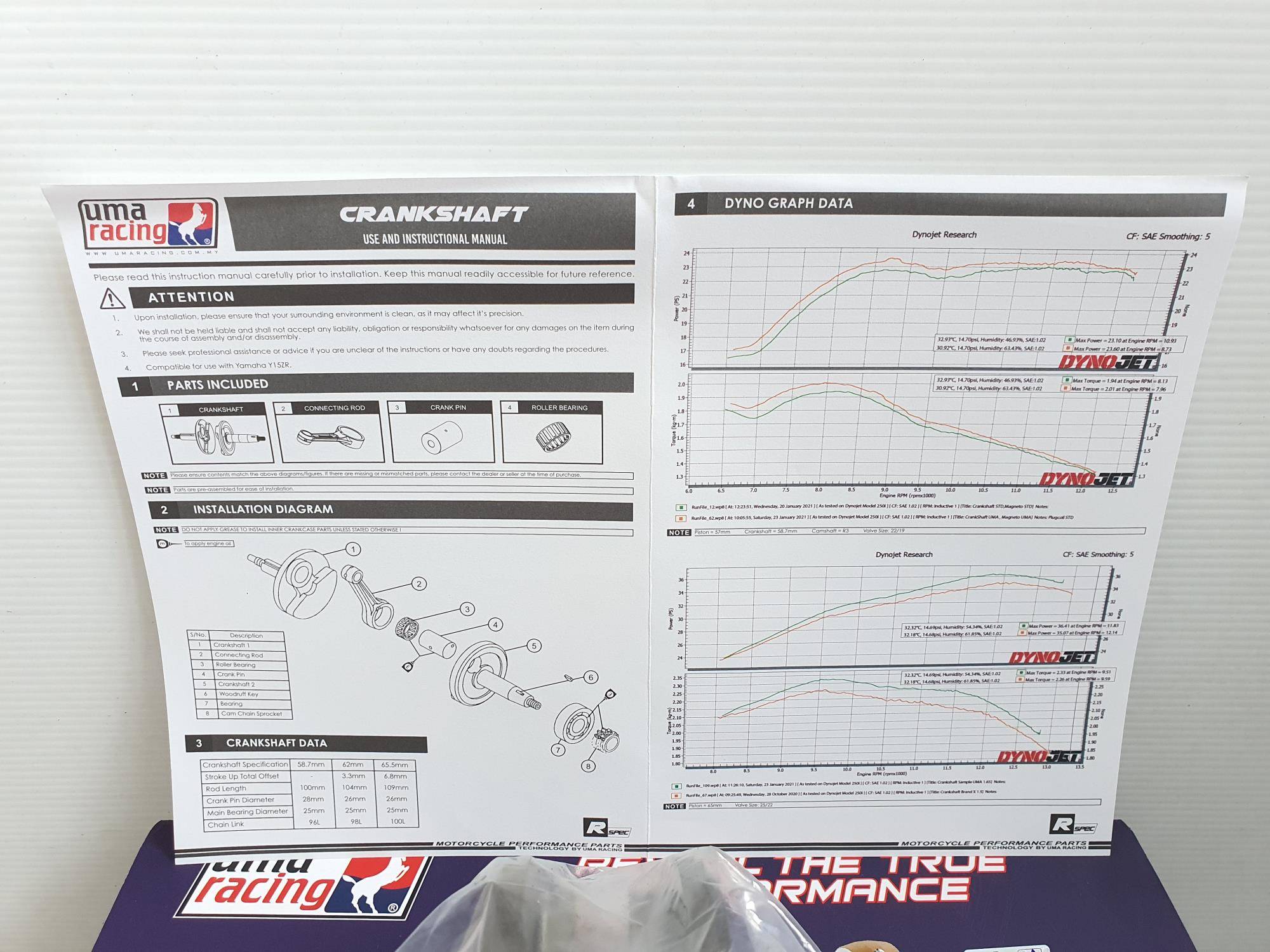 CRANKSHAFT ASSY Y15ZR (JACKUP +3.3MM)(UMA RACING)